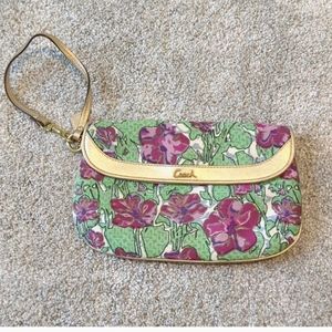 Coach floral and gold clutch/wristlet